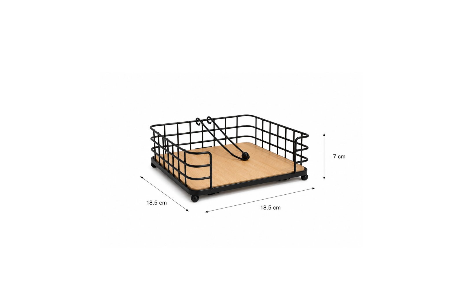 Dosthoff Iron Grid Napkin Holder MB07 Matte Black Bamboo