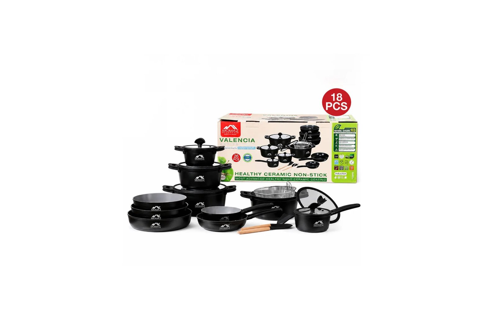 COOKWARE SET 18 PCS CERAMIC - NON STICK