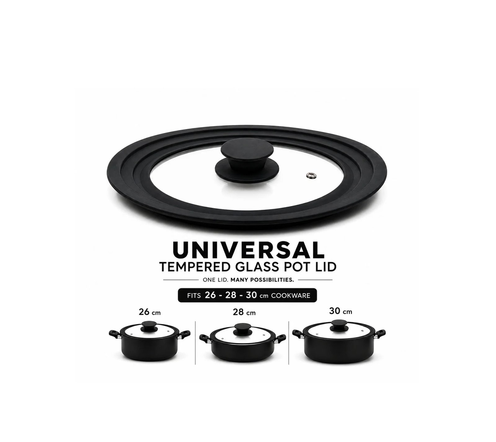 POT LID 26 28 30 CM - TEMPERED GLASS