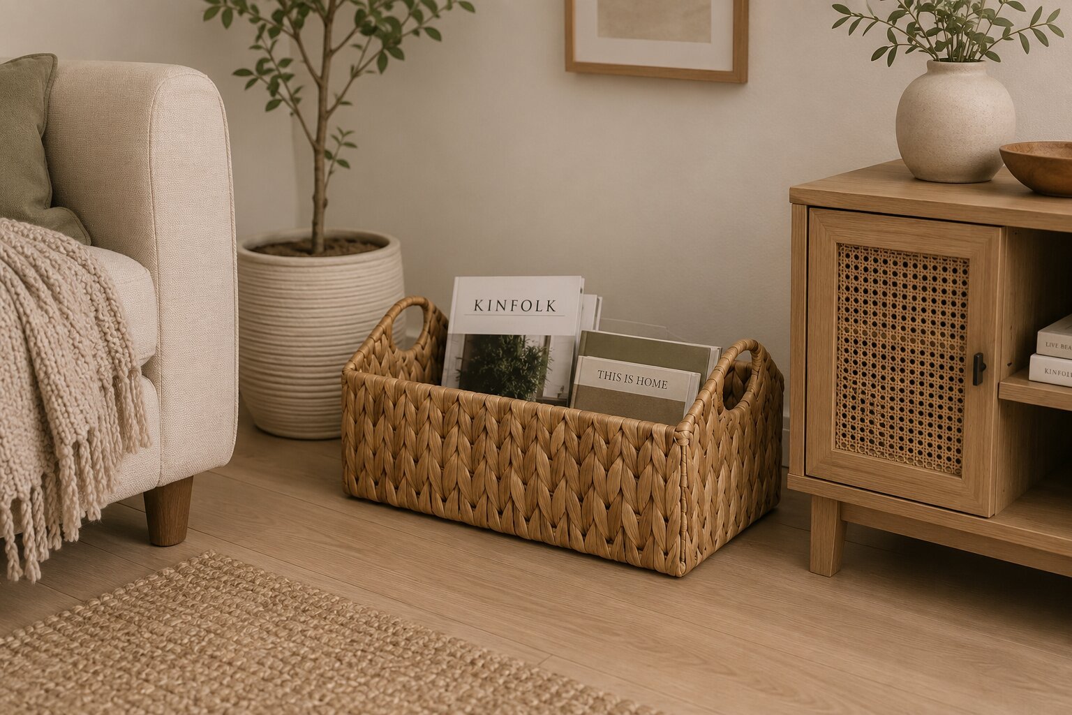 Storage Basket 42 cm with Handles Water Hyacinth