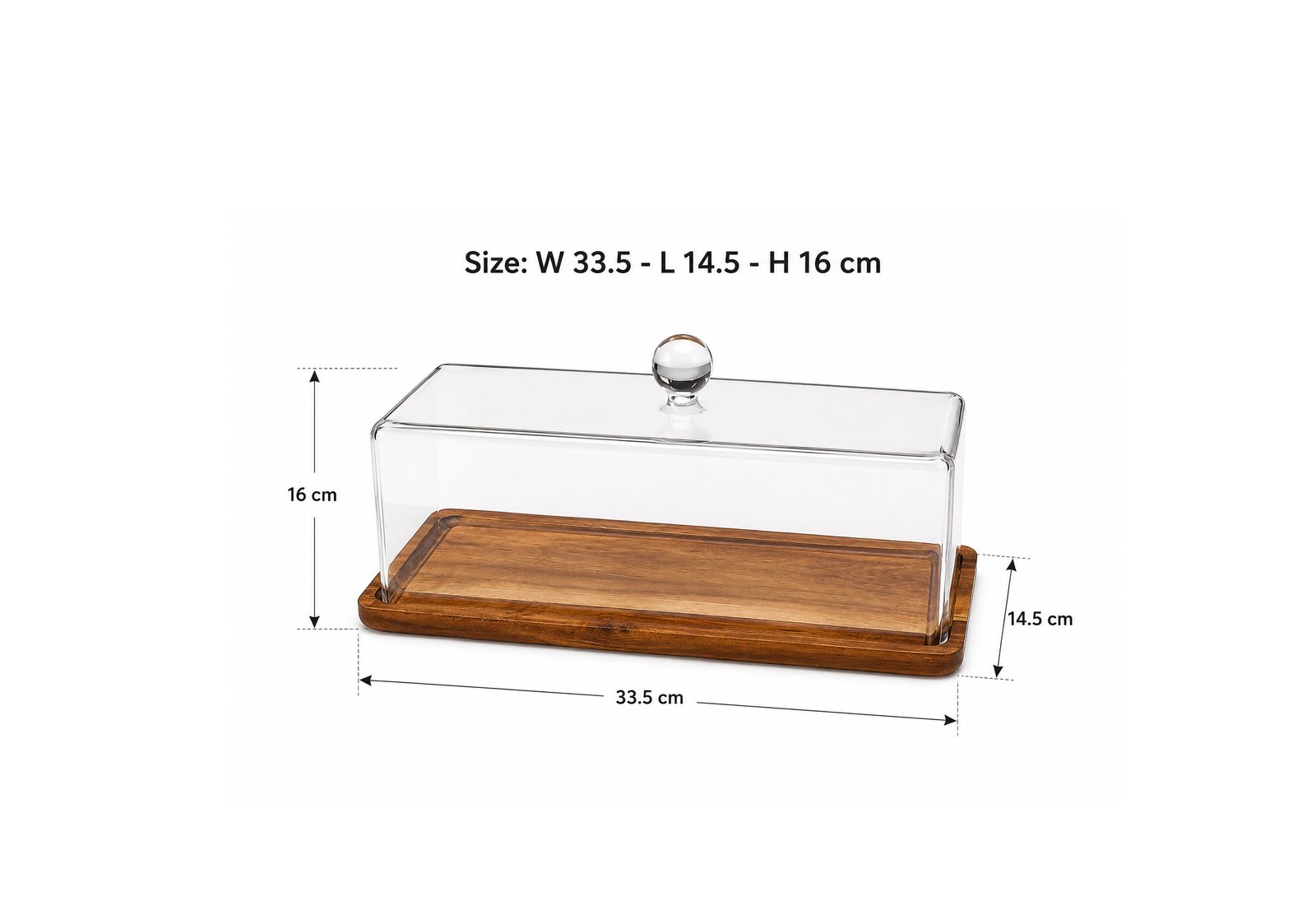 Wooden Base Cake Stand with Clear Cover