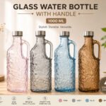 Glass Water Bottle With Handle 1000ml Airtight Lid