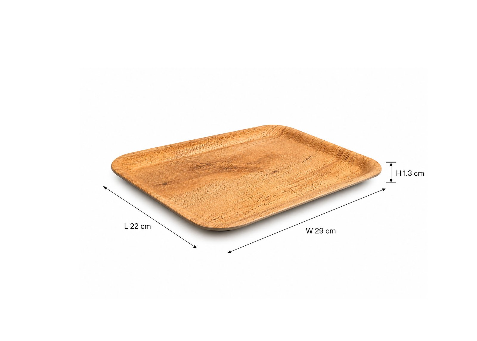 Rectangular melamine serving tray 29 cm with wood-grain design