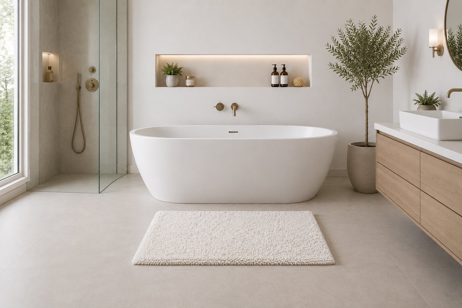 Soft Absorbent Bathroom Mat 70 × 45 cm – Polyester Bath Rug