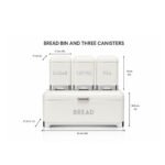 Bread Bin And Canister Set 4 PCS Metal Cream Kitchen Storage