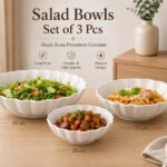 White Ceramic Salad Bowls Set of 3 Sizes