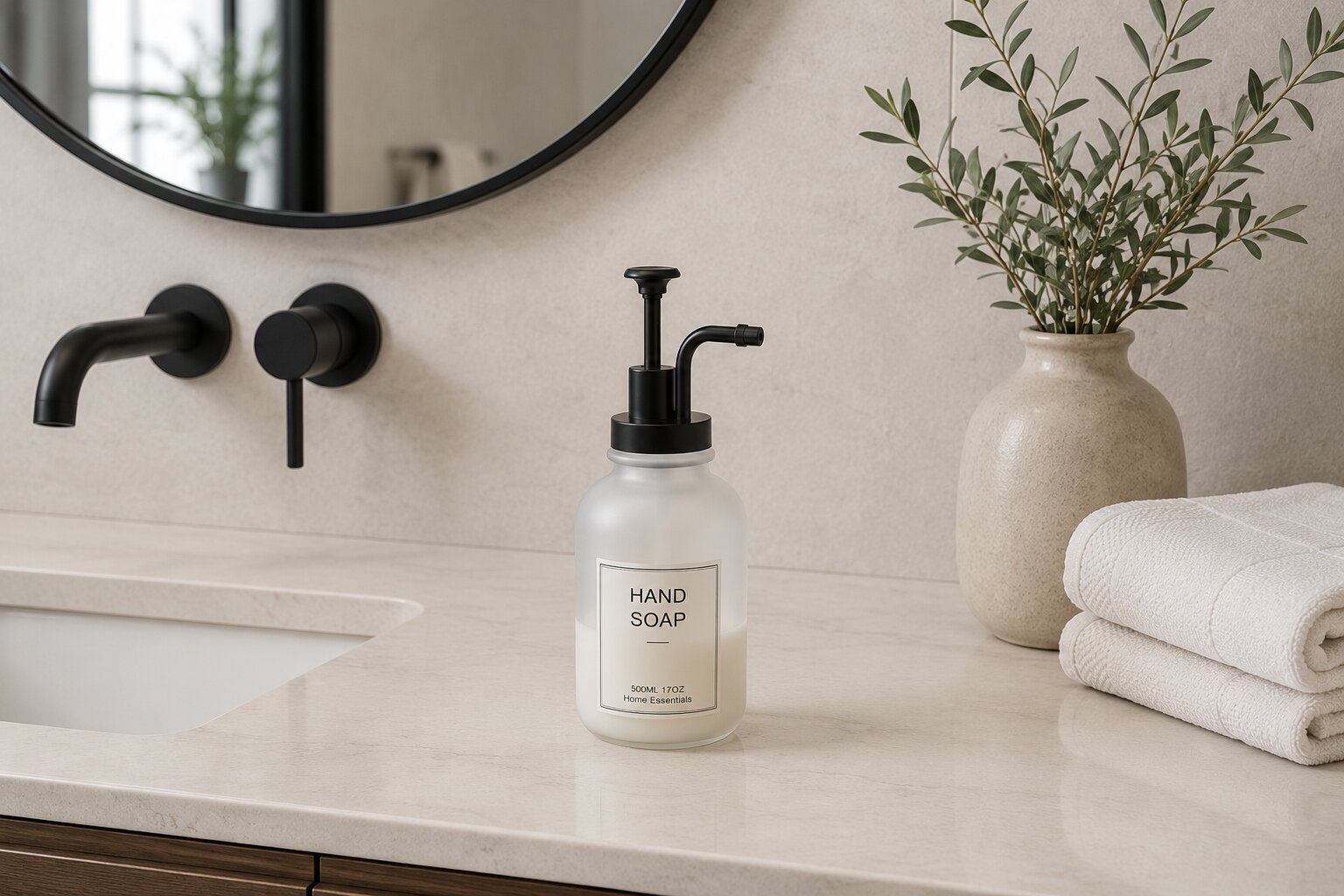 Glass Soap Dispenser with Black Pump