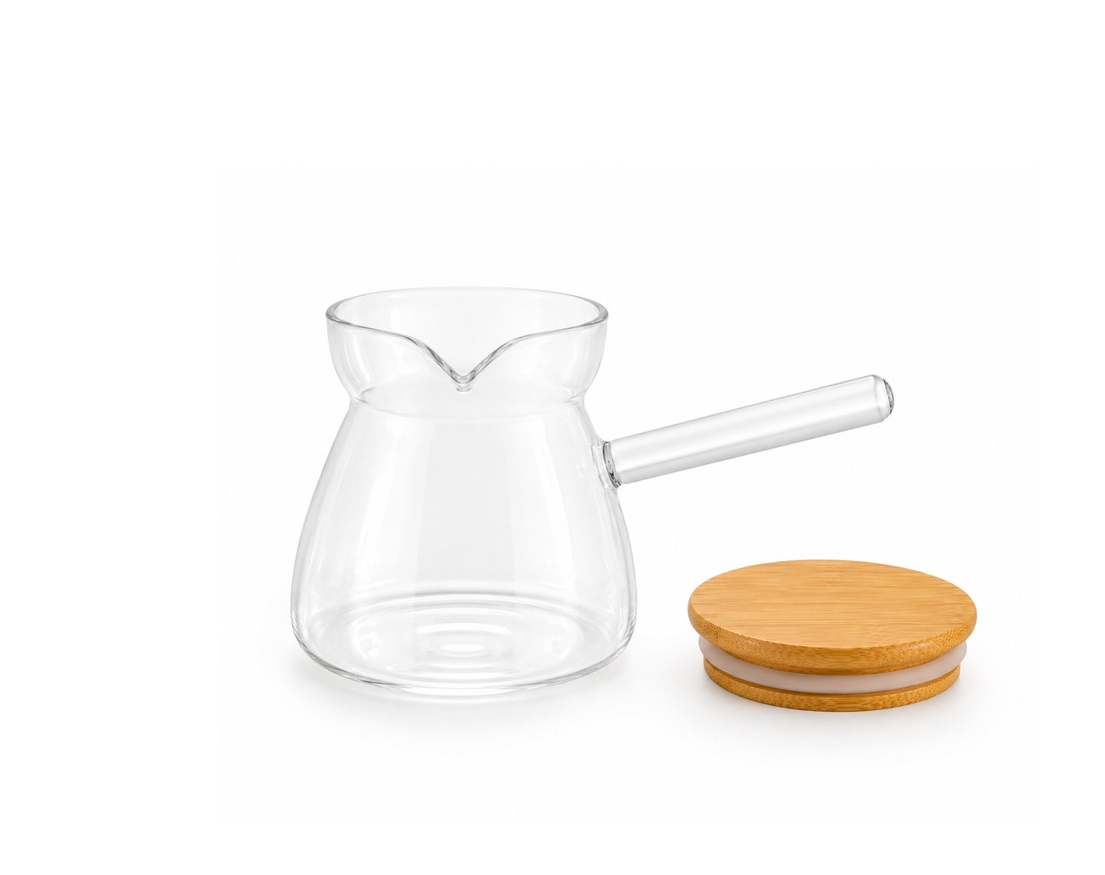 Glass Coffee Pot 600ml with Bamboo Lid