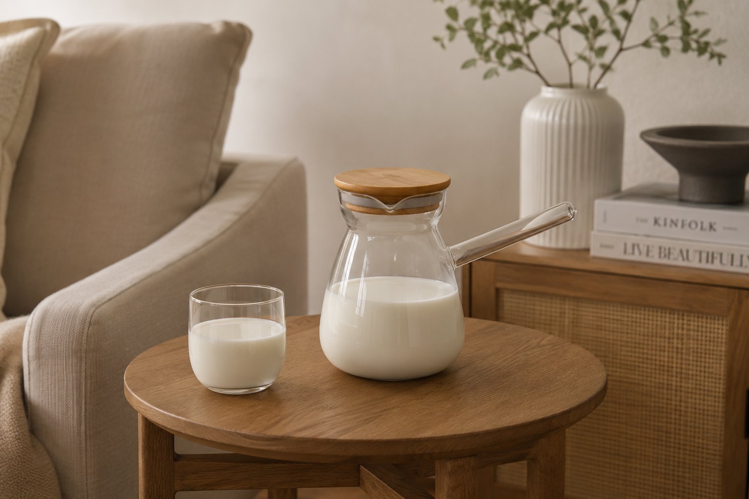 Glass Coffee Pot 900ml with Bamboo Lid