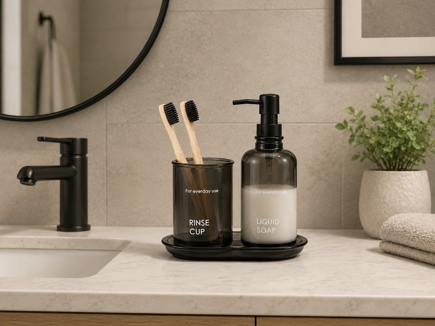 Glass Bathroom Accessory Set 3 Pieces