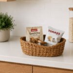 Decorative Oval Straw Basket 28cm Natural Woven Storage Tray