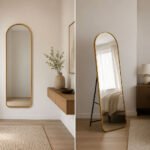 Gold Arched Full-Length Floor Mirror With Metal Stand 50X156 cm