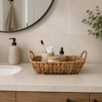 Decorative Water Hyacinth Display Basket 31cm With Handles