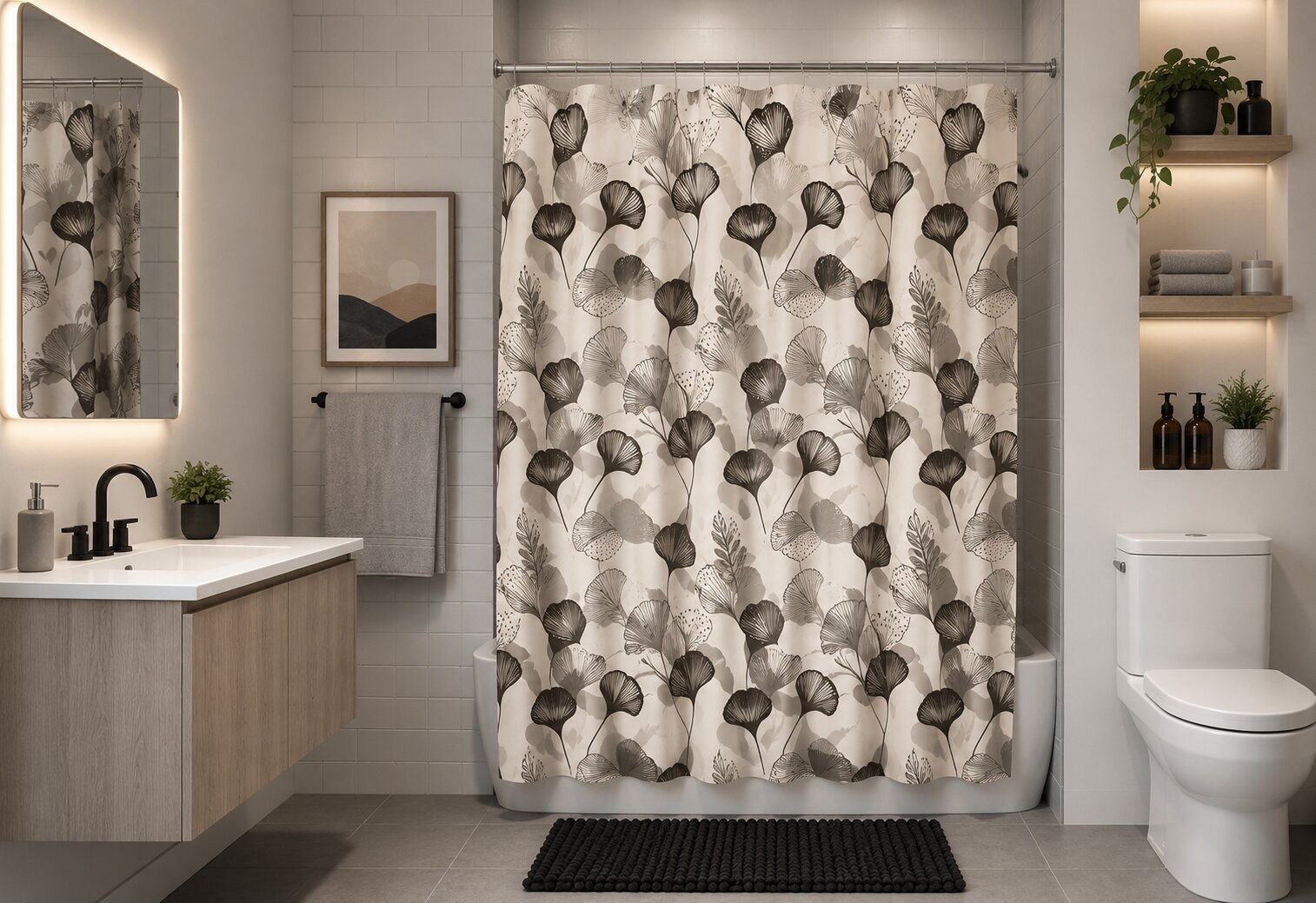 ONLYSUN Waterproof PEVA Shower Curtain 180x180 cm