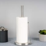 Freestanding stainless steel kitchen paper towel holder with weighted base