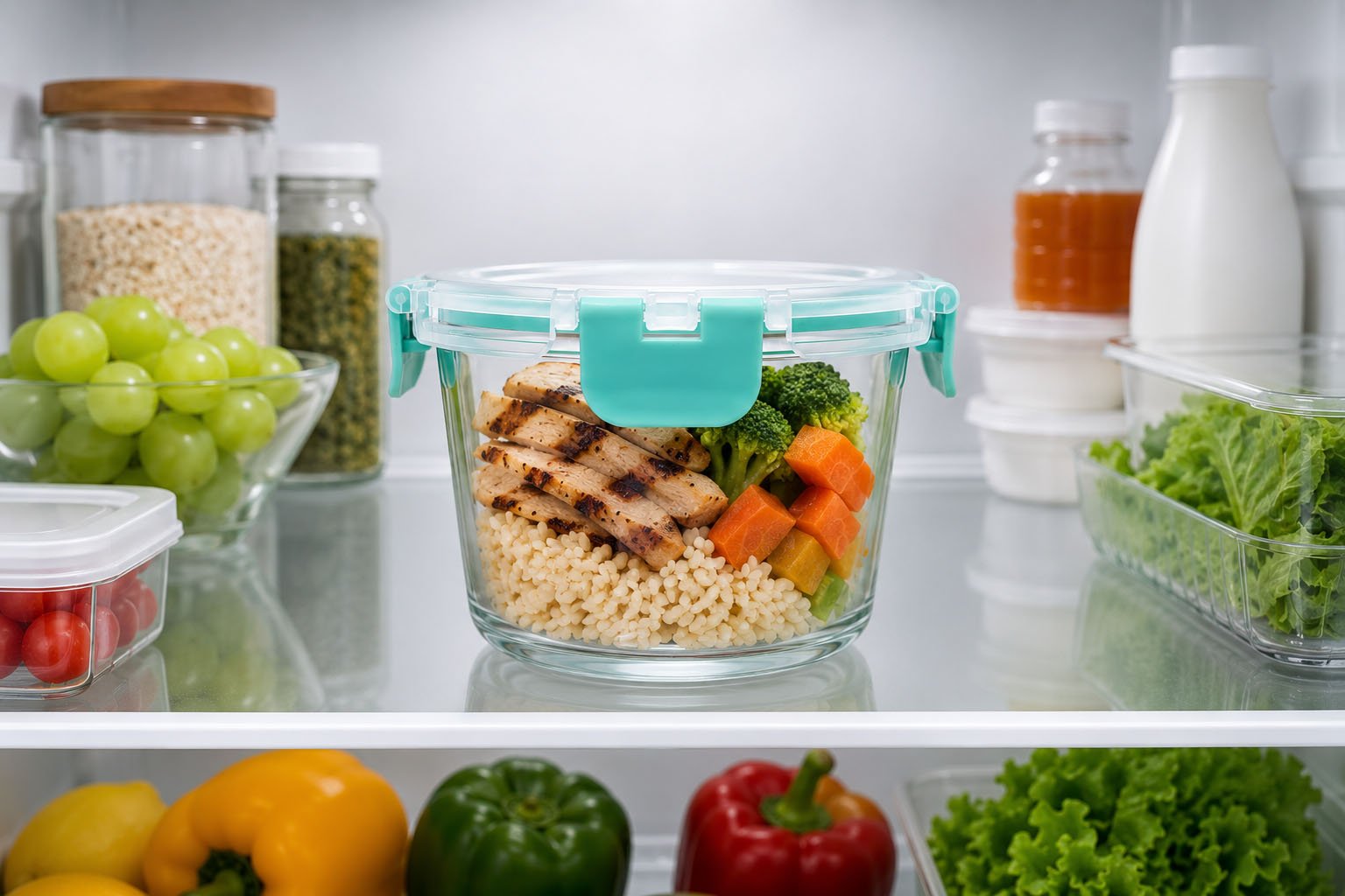 Glass 700ml Food Container with Airtight Plastic Lid