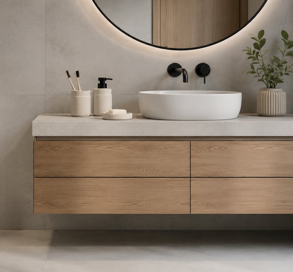 MODERN 3-PIECE CEMENT BATHROOM ACCESSORY SET