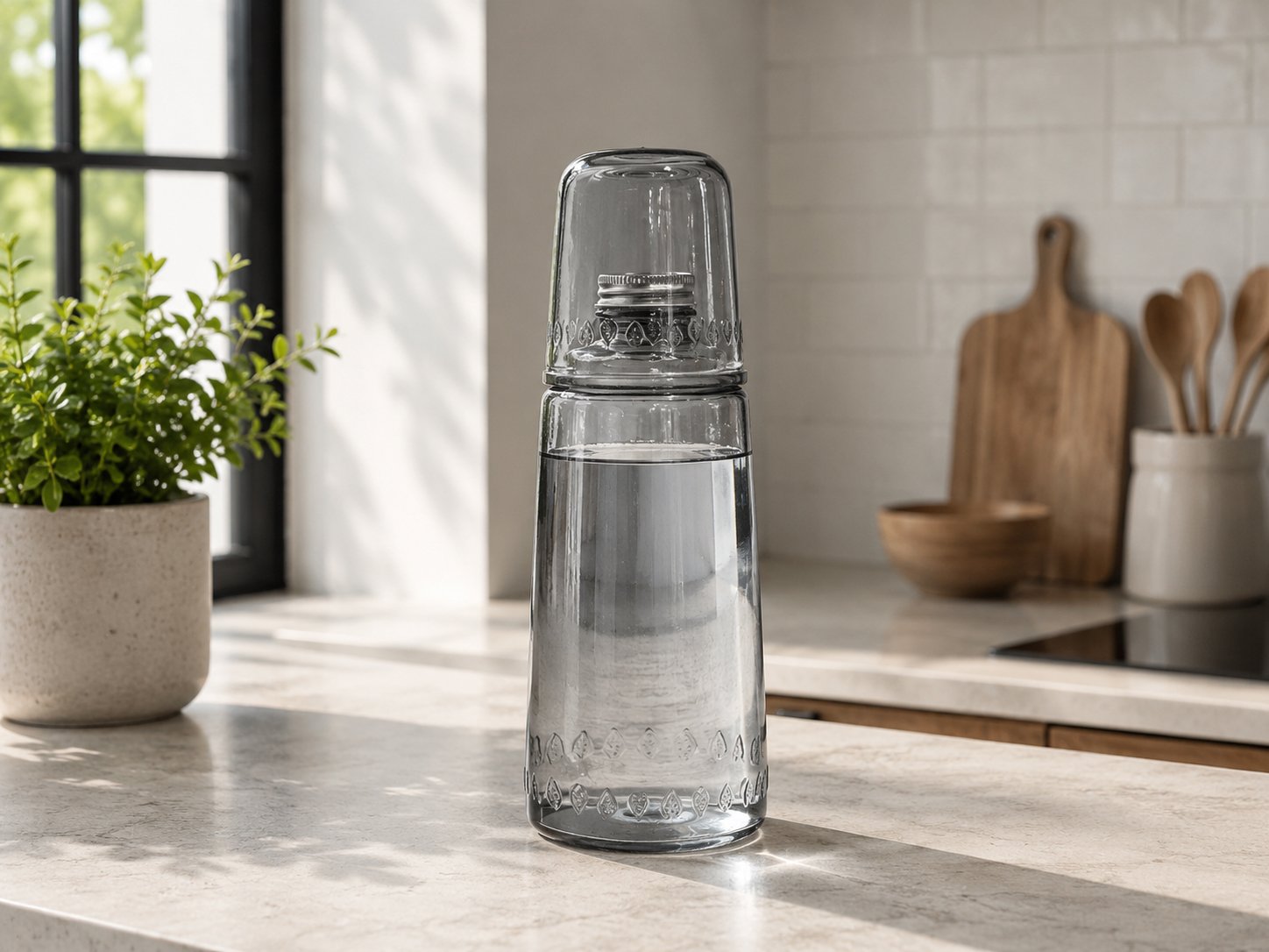 Glass Bottle & Tumbler Set 1L