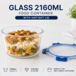 Glass 2160ml Food Container with Airtight Plastic Lid