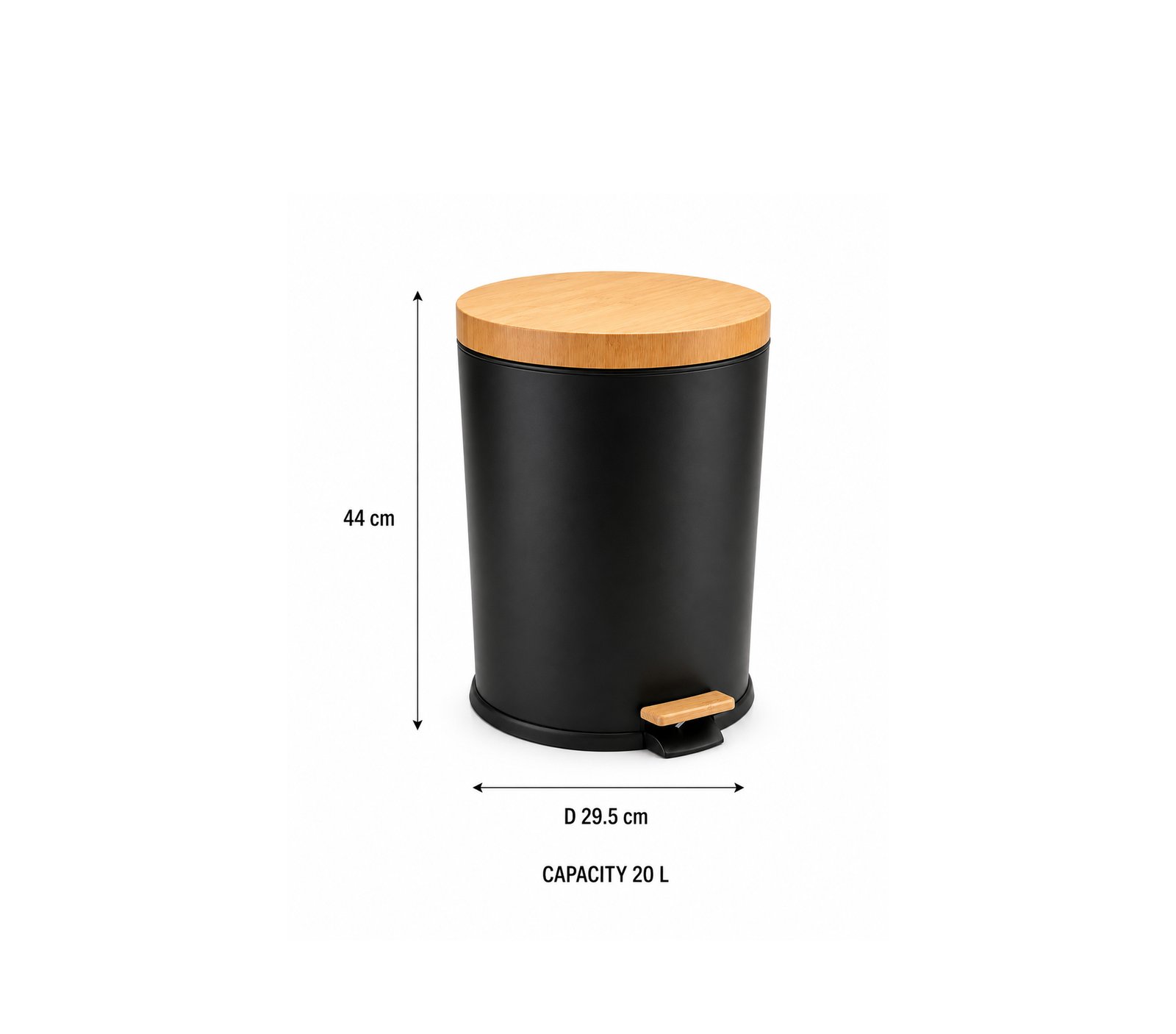 Pedal Bin 20 LTR with Wood Accents