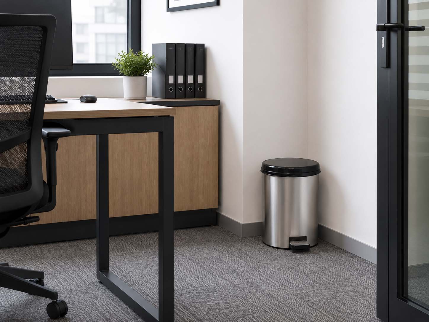 metallic-look pedal dustbin with removable inner bucket and handle for hygienic home and office waste disposal.