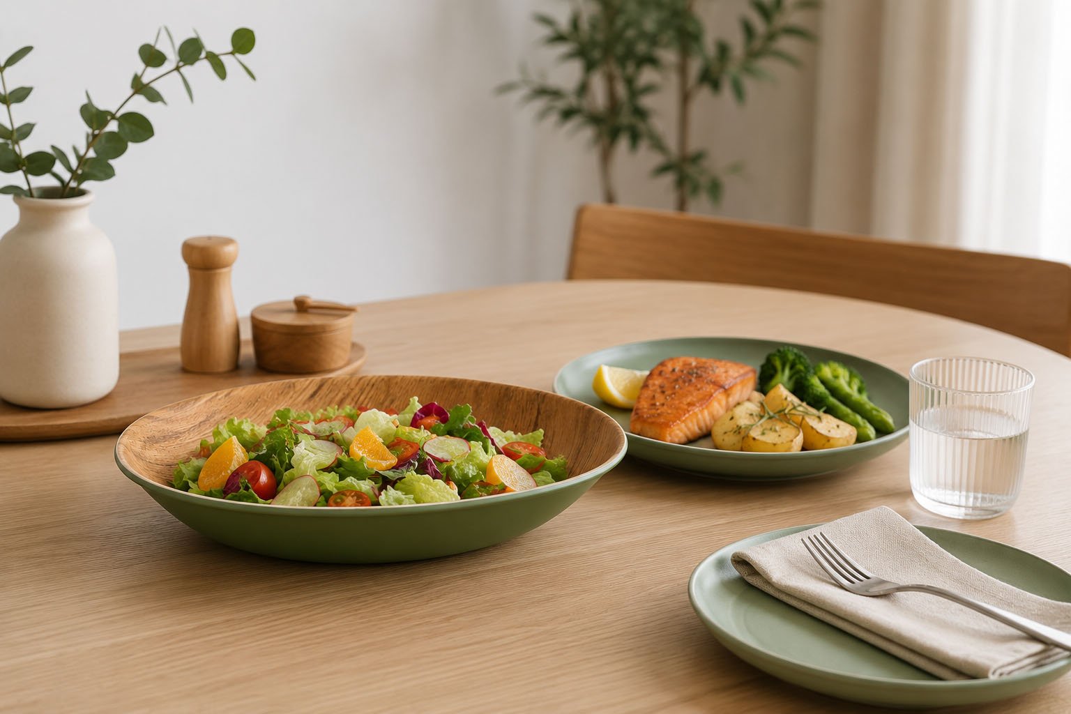 Melamine 21cm Serving Bowl Wood Design Green
