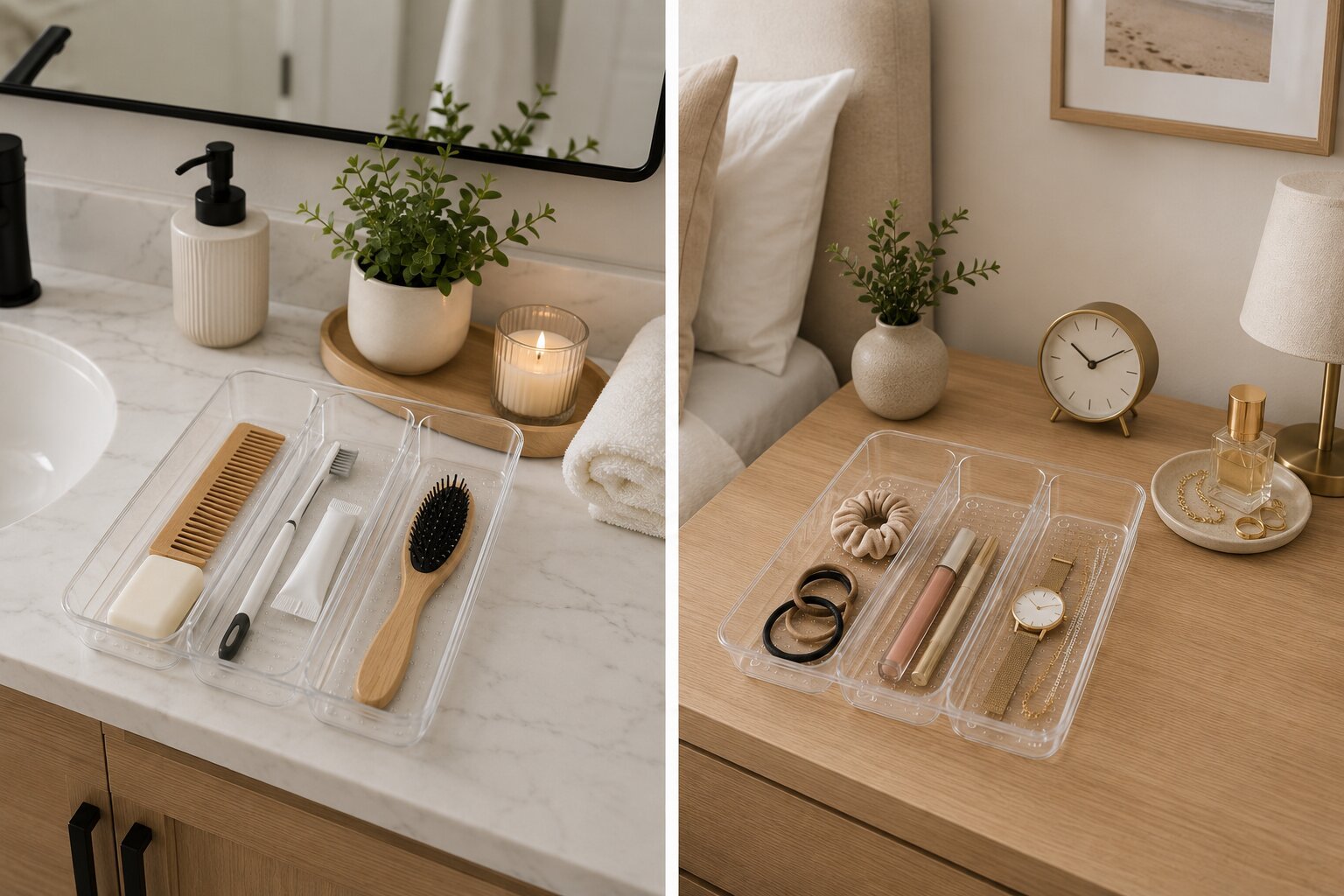 PLASTIC Organizer 3 Compartment Plexi Tray