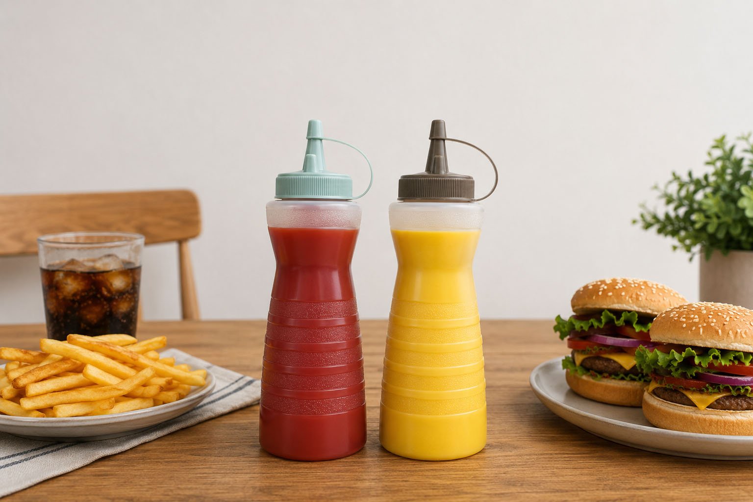 450ml Ketchup And Mustard Dispenser Bottle Set