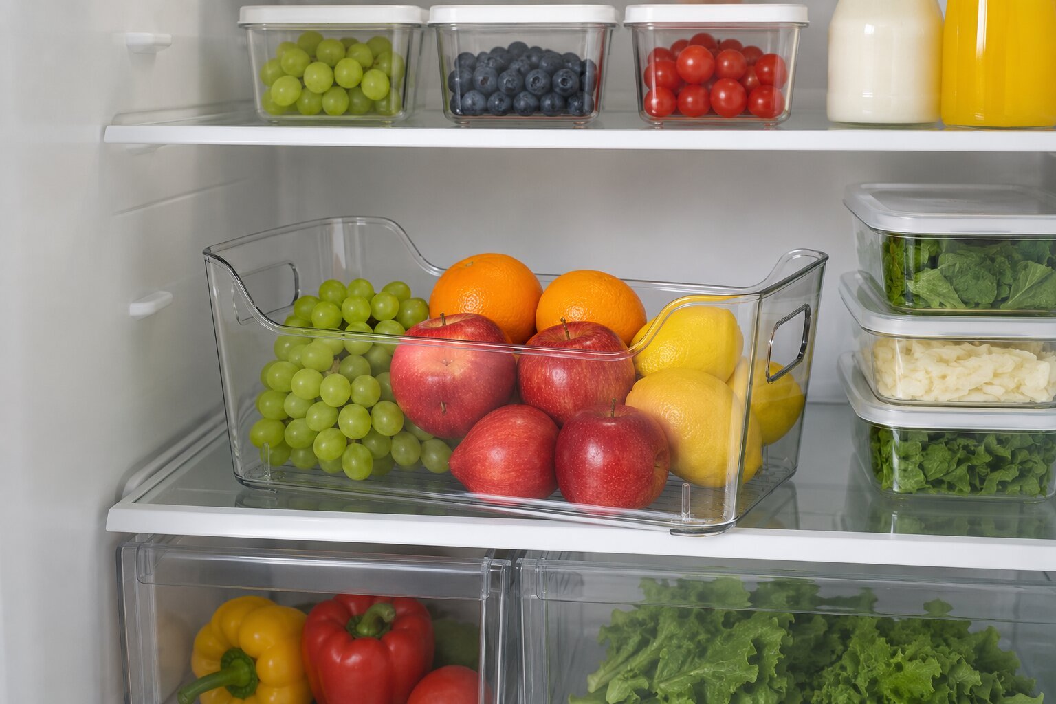 Storage Basket 29 cm with Built-In Handles Clear Organizer