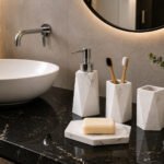 Resin Bathroom Countertop Set White Grey