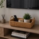 Decorative Water Hyacinth Display Basket 35cm With Handles