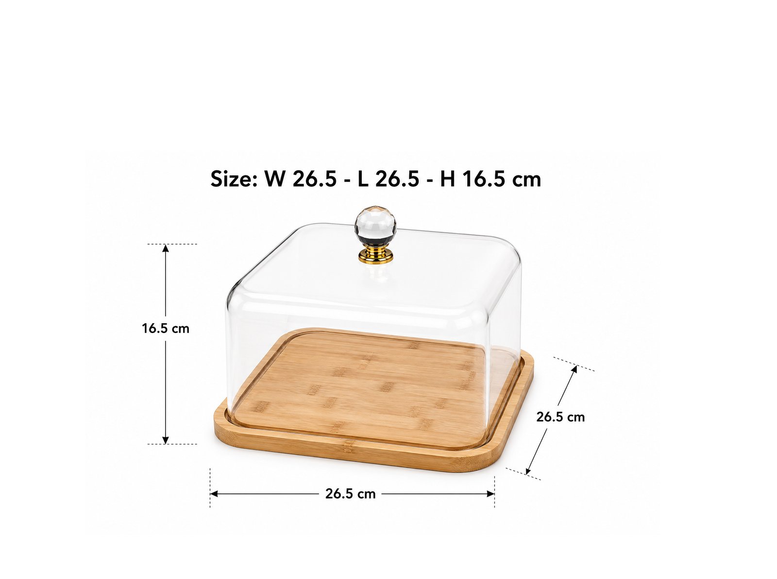 Wooden Base Cake Stand with Clear Cover