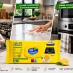 Kitchen Wipes lemon scented 84 pcs grease and dirt removing wet wipes for kitchen and household cleaning.