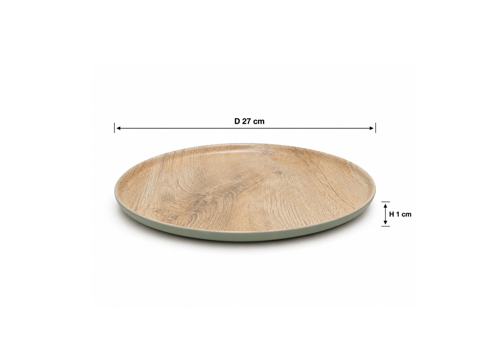 Round Melamine 27 cm Serving Plate Wood Design