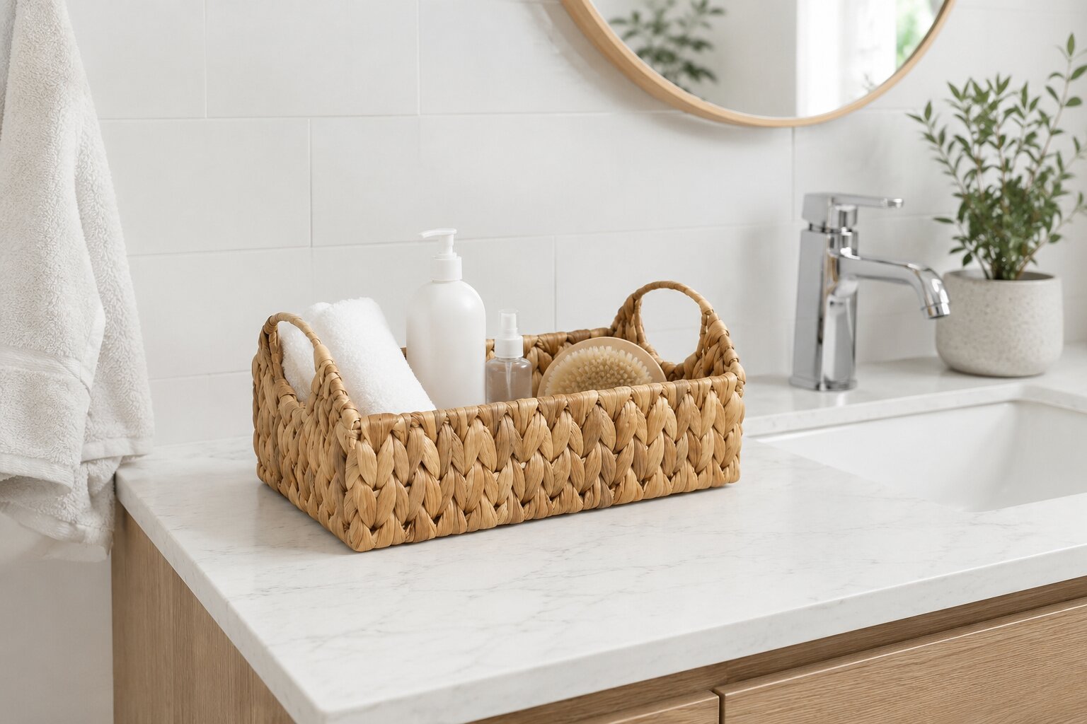 Storage Basket 29 cm with Handles Water Hyacinth