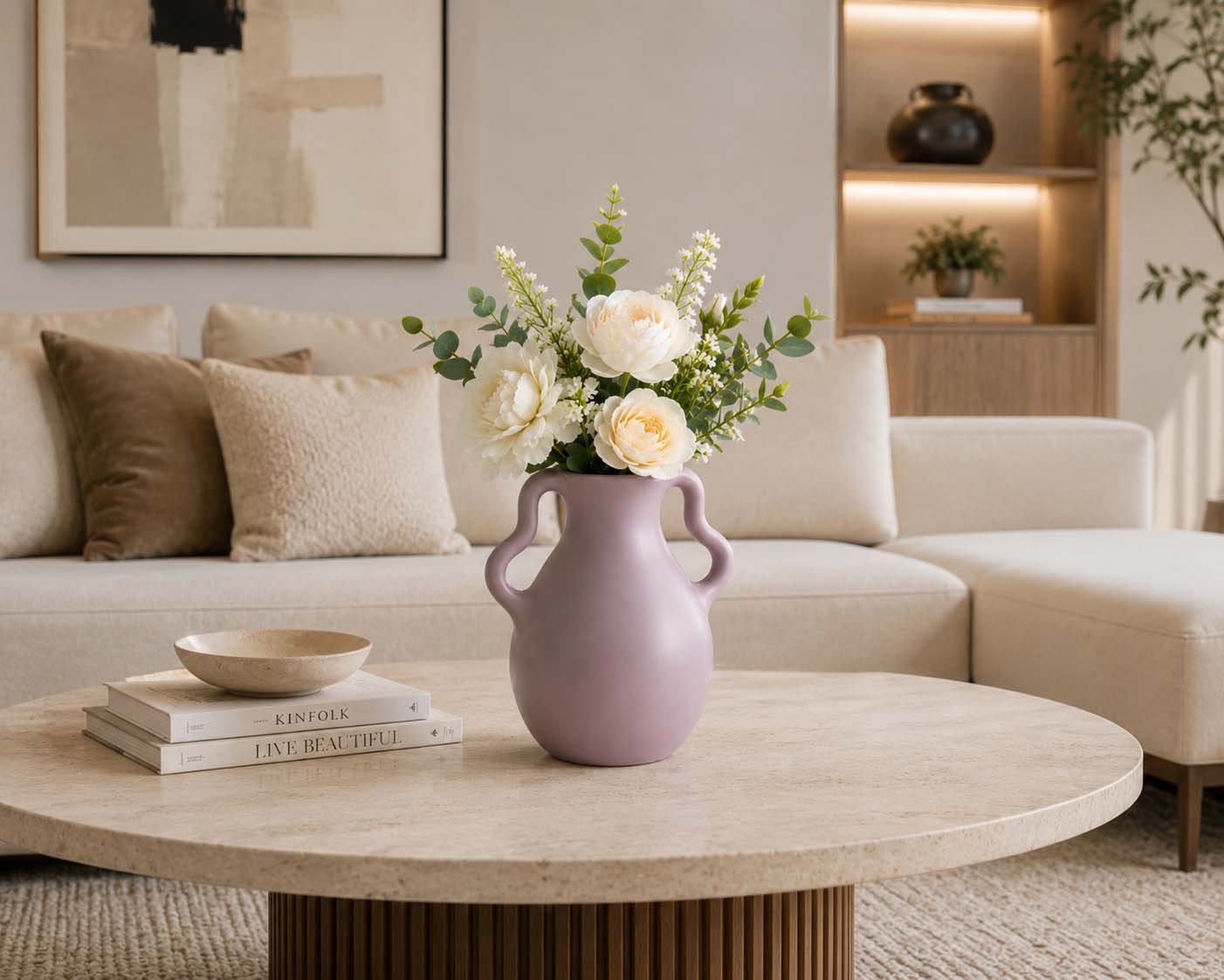 Ceramic Vase With Wavy Handles 26cm
