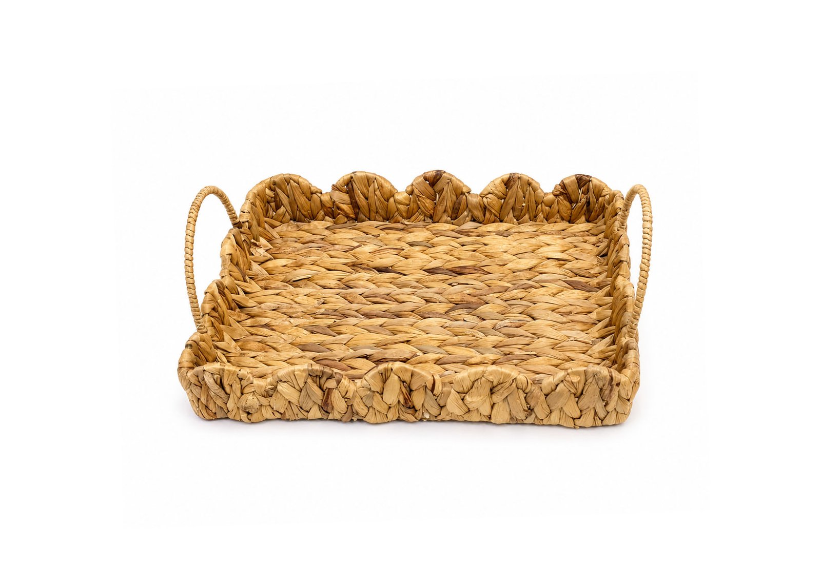 Decorative Water Hyacinth Serving Tray with Handles