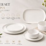 Dinner Set 26 PCS Textured White Ceramic