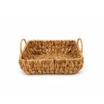 Hand-woven natural water hyacinth decorative display basket 30 cm with side handles for home organization and décor in Lebanon.