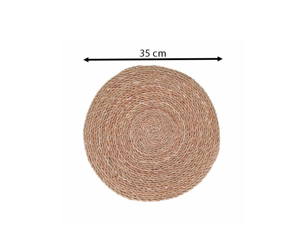 Natural hand-woven round wicker placemat 35 cm straw table mat for dining tables heat protection and home décor in Lebanon.