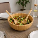 bamboo serving bowl set, salad bowl with servers, bamboo bowl Lebanon