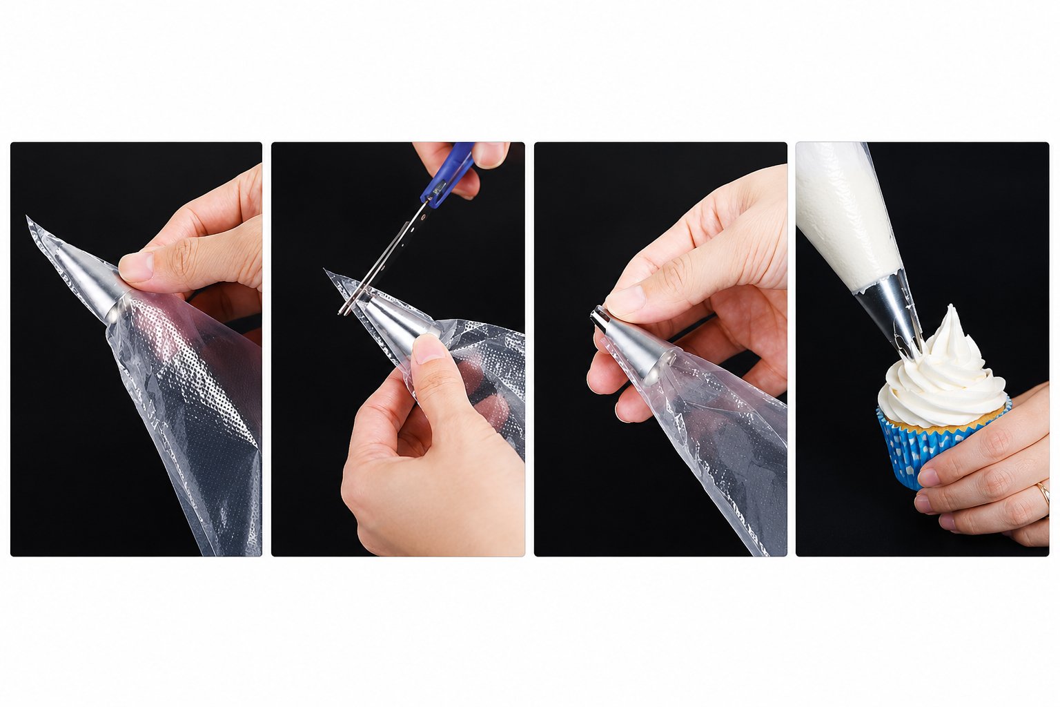 Pack of 100 transparent disposable piping bags 24cm