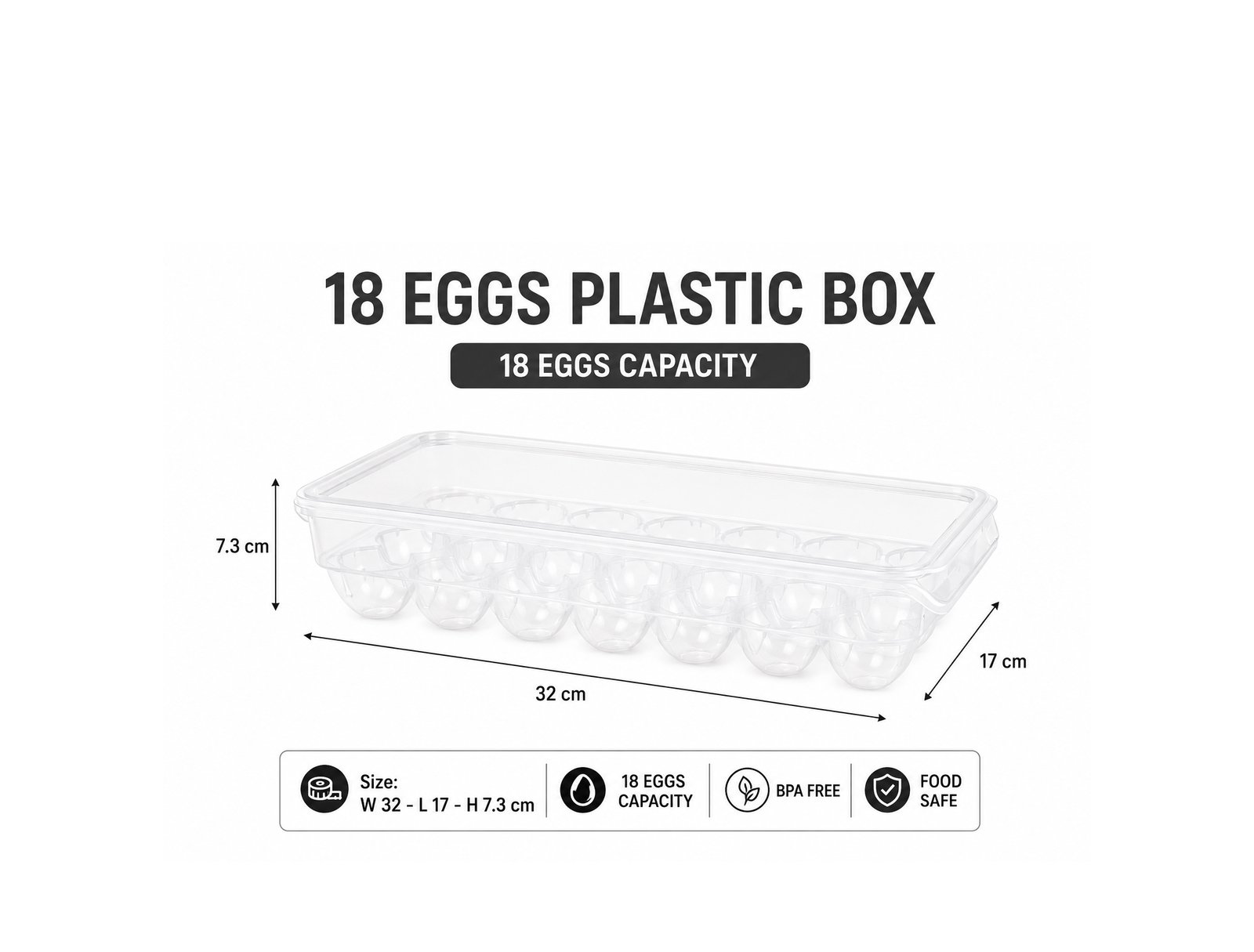 Egg Storage Container With Lid BPA-Free Fridge Organizer