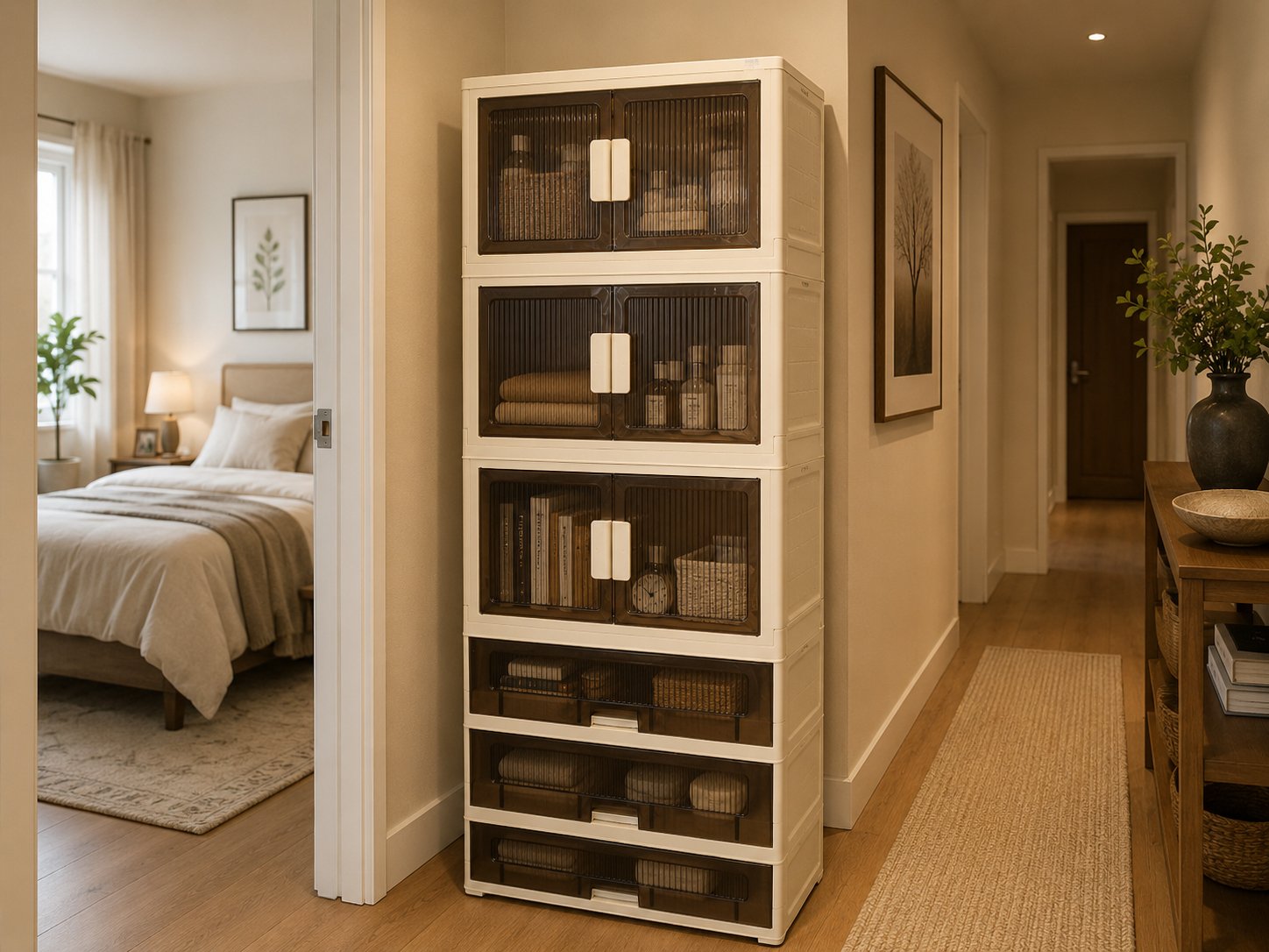 Storage Cabinet With Wheels 3 Units 3 Drawers Foldable