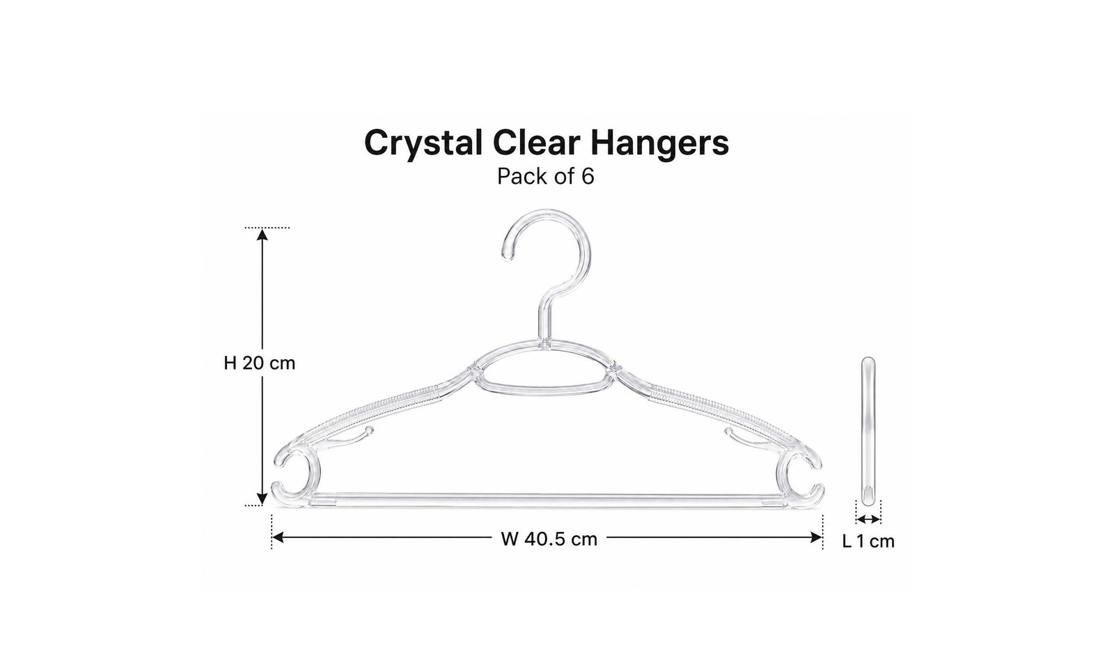 Clear Clothes Hangers With Accessory Holder Set Of 6