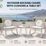 Outdoor Rocking Chairs with Cushions and Coffee Table Set