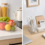 plastic storage basket with built-in handles for refrigerator