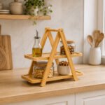 Bamboo 2-Tier Presentation Stand with Foldable Trays