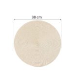 braided woven table placemat 38 cm, washable non-slip dining mat available in beige and grey.