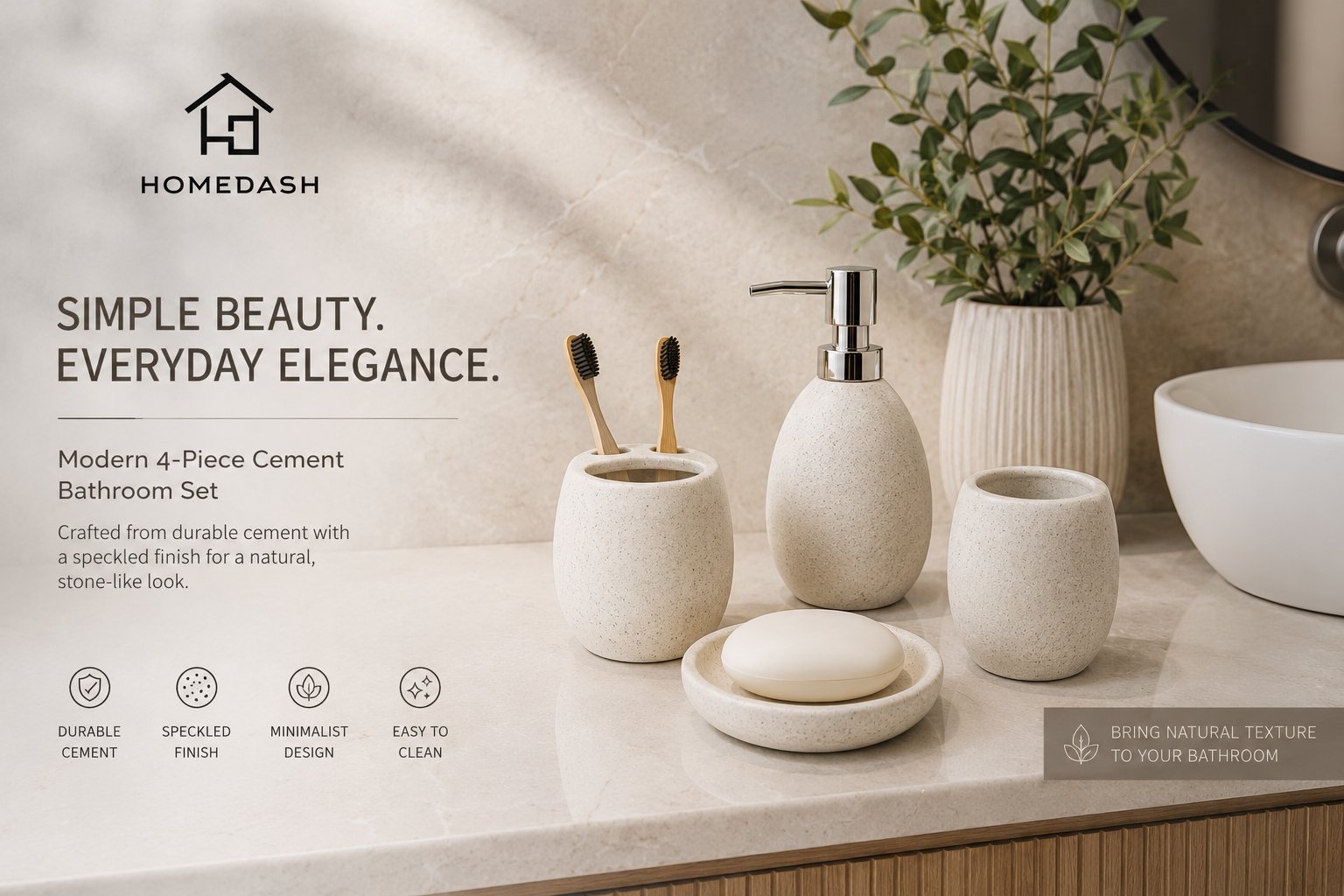 Stone Look Cement Bathroom Set 4 PCS